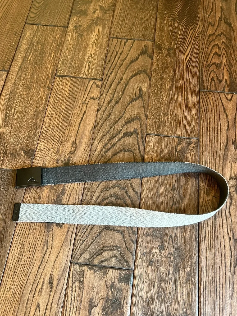Boys Reversible Quiksilver Black Logo Buckle with Gray Webbed Belt